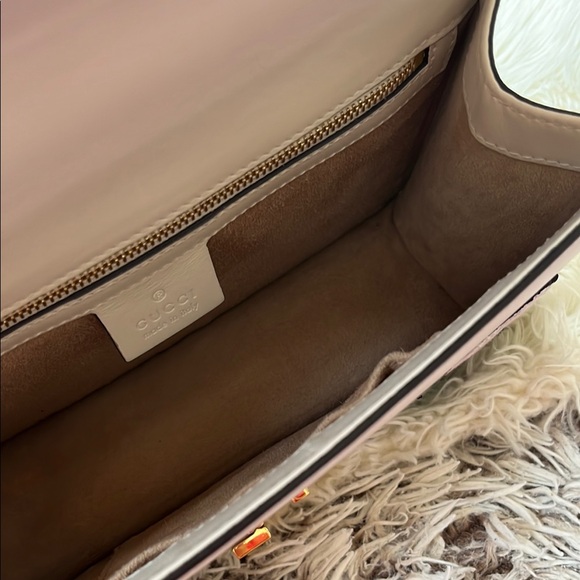 Gucci White and Gold Sylvie Pink Floral Shoulder Bag - Picture 13 of 15